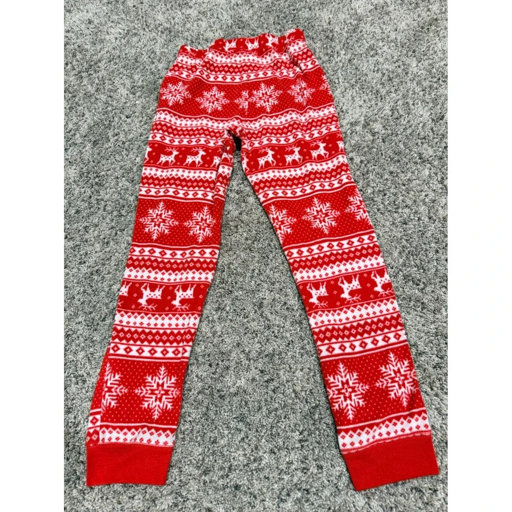 Old Navy Girls Red Fair Isle Snowflake Reindeer Fleece Pajama Pants Size L 10-12